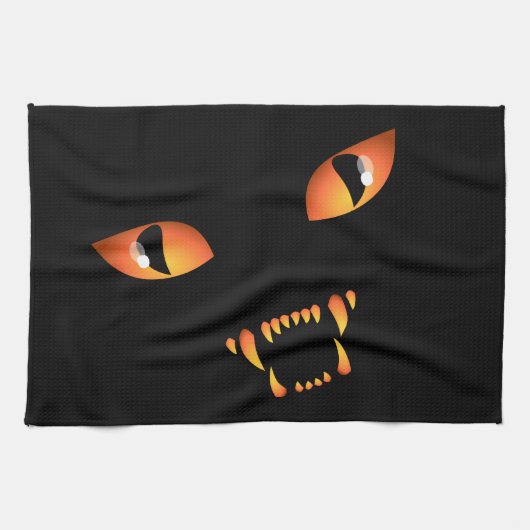 Black Cat Towel Spooky Halloween Cat Tea Towels Theedoek (Horizontaal)