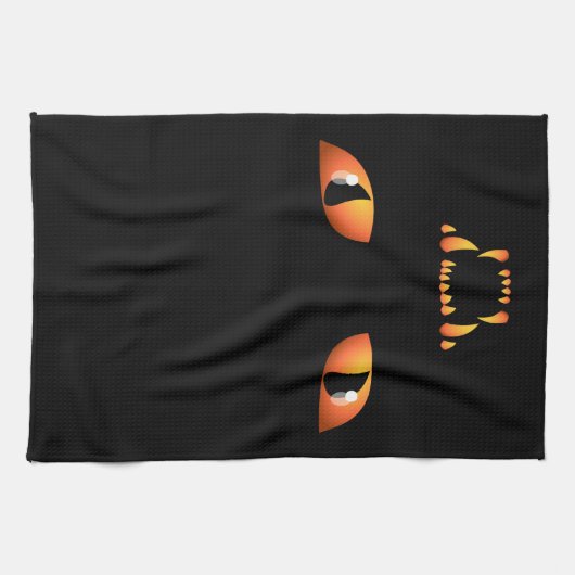 Black Cat Towel Spooky Halloween Cat Tea Towels Theedoek (Horizontaal)