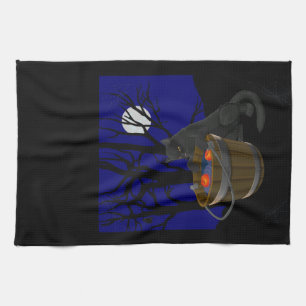 Black Cat Towel Spooky Halloween Cat Tea Towels Theedoek