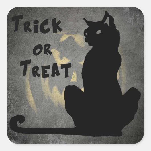 Black Cat Trick or treat Halloween Sticker (Voorkant)
