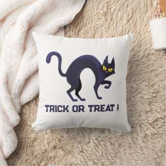 Black Cat Trick or Treat Halloween Throw Pillow Kussen