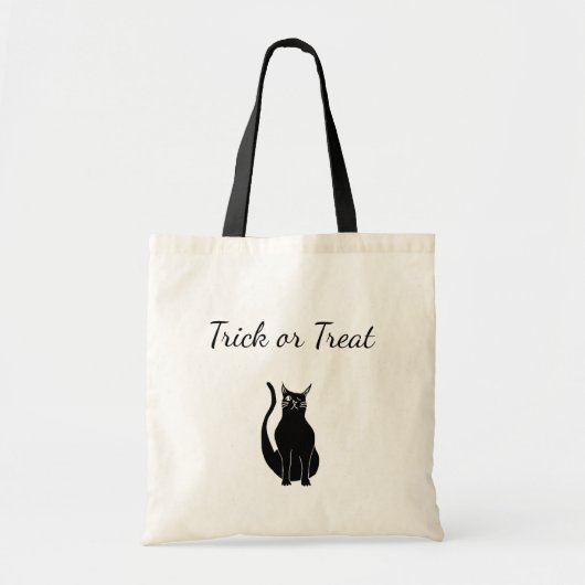 Black Cat Trick or treat Leuke Halloween Tote Bag (Voorkant)
