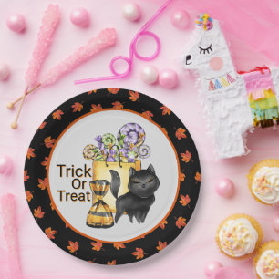 Black Cat Trick or treat Papieren Bordje