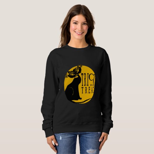 Black Cat Trick or treat Sweatshirt (Voorkant volledig)