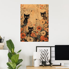  Black Cat Trio Poster