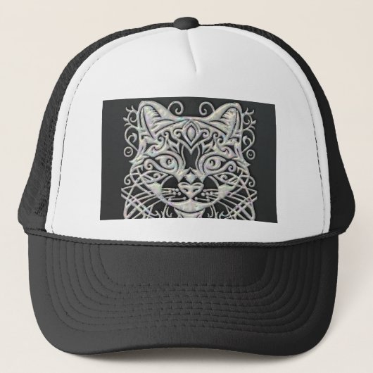 Black Cat Trucker Hat Pet (Voorkant)