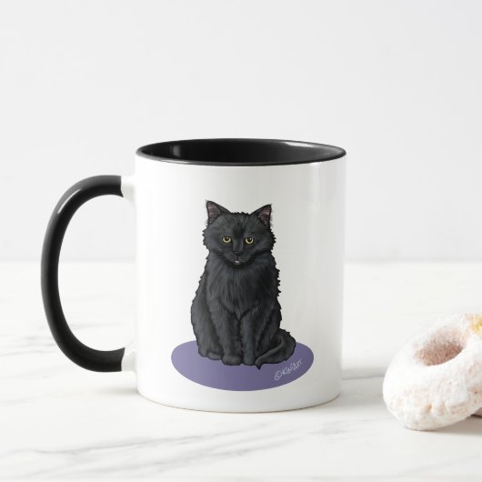 Black Cat Two-Tone Coffee Mok (Met donut)