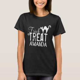 Black Cat Typography Trick or treat Halloween T-shirt