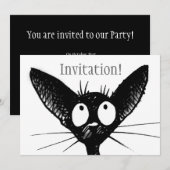 Black Cat-uitnodiging Kaart (Voorkant / Achterkant)
