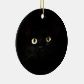 Black Cat Uitzicht Cat Eyes Cat look Cute Keramisch Ornament (Rechts)