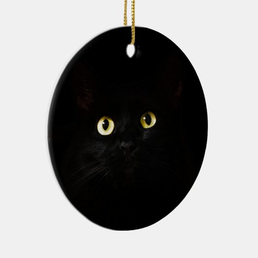Black Cat Uitzicht Cat Eyes Cat look Cute Keramisch Ornament (Rechts)