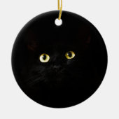 Black Cat Uitzicht Cat Eyes Cat look Cute Keramisch Ornament (Voorkant)