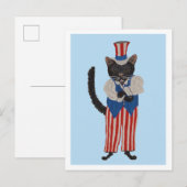 Black Cat Uncle Sam Uitnodiging Briefkaart (Voorkant / Achterkant)