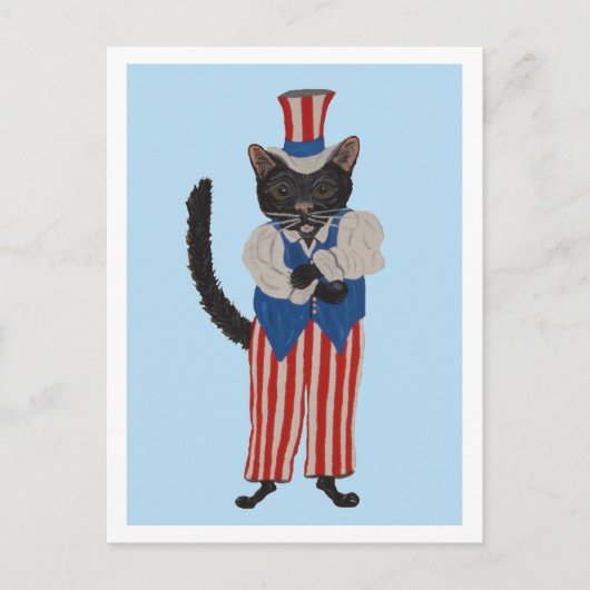 Black Cat Uncle Sam Uitnodiging Briefkaart (Voorkant)