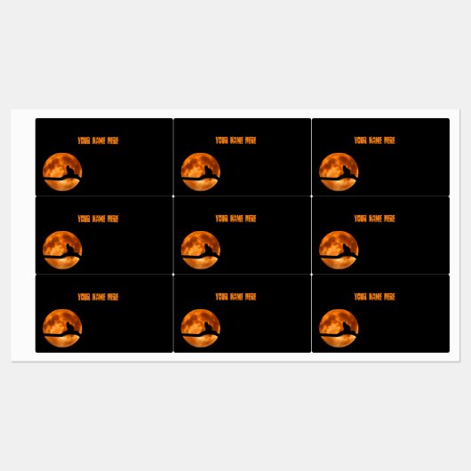 Black Cat Under Sinaasappel Moon Retourlabel Labels (Vel)