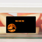 Black Cat Under Sinaasappel Moon Retourlabel Labels (Aangebracht)