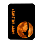 Black Cat Under Sinaasappel Moon Retourlabel Magneet (Verticaal)