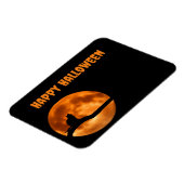 Black Cat Under Sinaasappel Moon Retourlabel Magneet (Linkerzijde)
