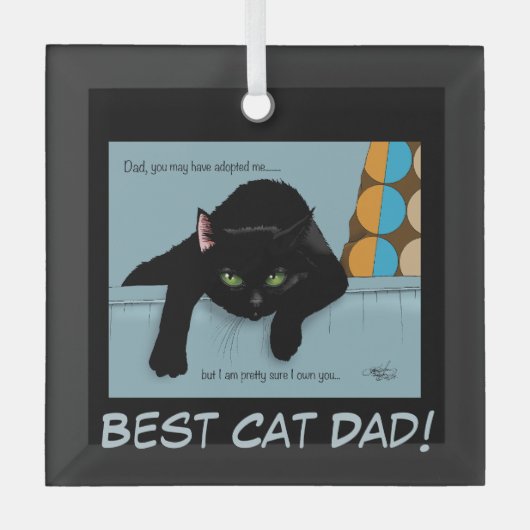 Black Cat Vaderdag Glas Ornament (Voorkant)