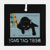 Black Cat Vaderdag Glas Ornament (Achterkant)