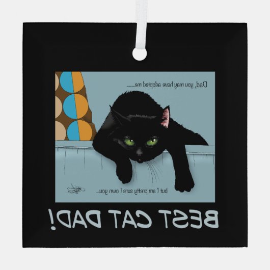 Black Cat Vaderdag Glas Ornament (Achterkant)