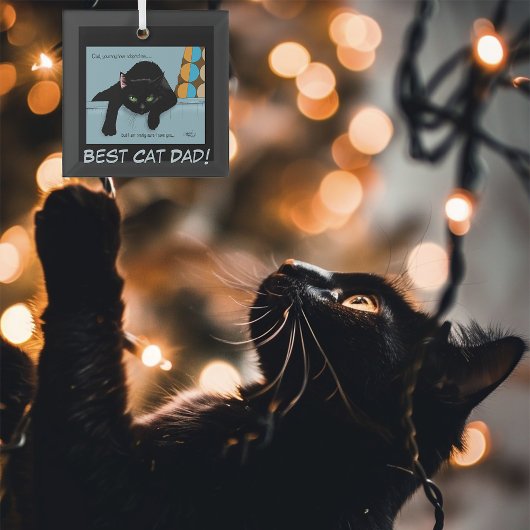Black Cat Vaderdag Glas Ornament