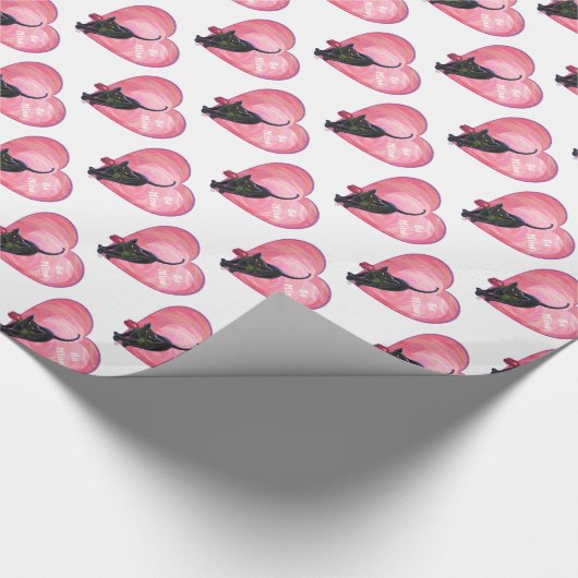 Black Cat Valentijnsdag Cadeaupapier (Hoek)