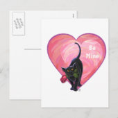 Black Cat Valentijnsdag Feestdagenkaart (Voorkant / Achterkant)