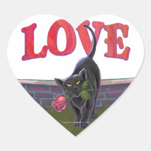 Black Cat Valentijnsdag Hart Sticker