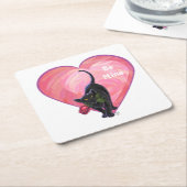 Black Cat Valentijnsdag Kartonnen Onderzetters (Schuin)