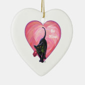 Black Cat Valentijnsdag Keramisch Ornament (Rechts)