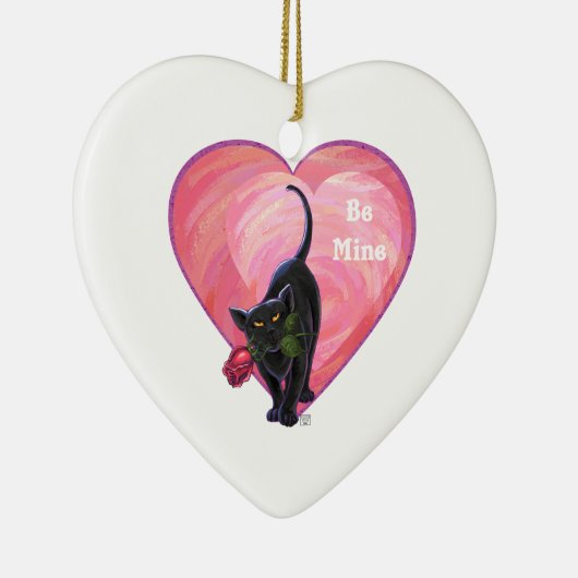 Black Cat Valentijnsdag Keramisch Ornament (Rechts)