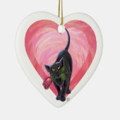 Black Cat Valentijnsdag Keramisch Ornament (Rechts)