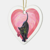 Black Cat Valentijnsdag Keramisch Ornament (Links)