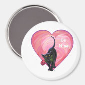 Black Cat Valentijnsdag Magneet (Voorkant / Achterkant)