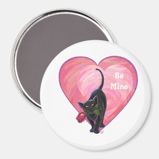 Black Cat Valentijnsdag Magneet (Voorkant / Achterkant)