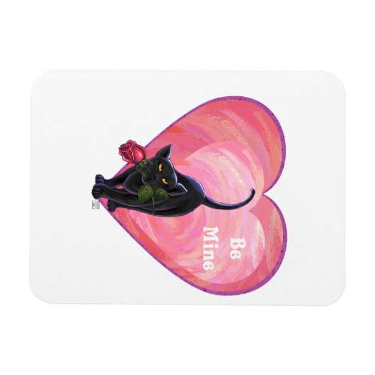 Black Cat Valentijnsdag Magneet (Horizontaal)