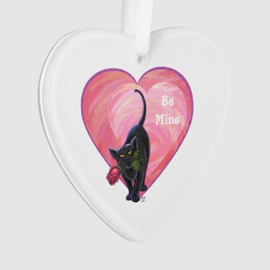 Black Cat Valentijnsdag Ornament (voorkant)