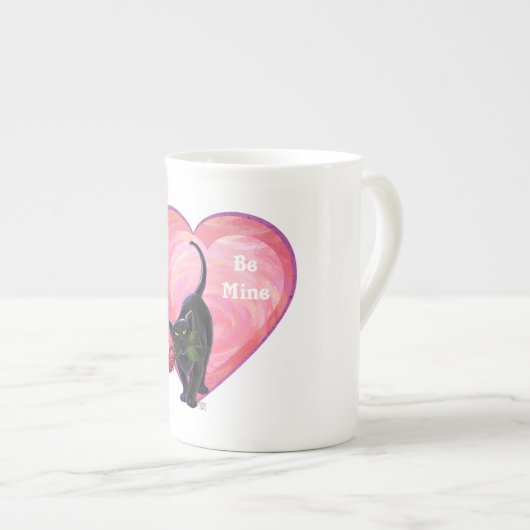 Black Cat Valentijnsdag Porselein Kop (Voorkant rechts)