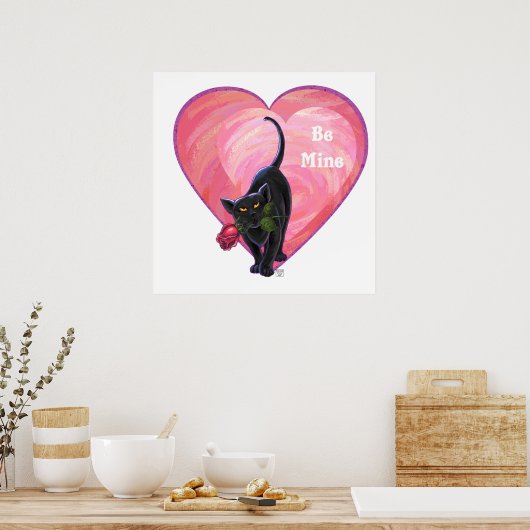 Black Cat Valentijnsdag Poster (Keuken)