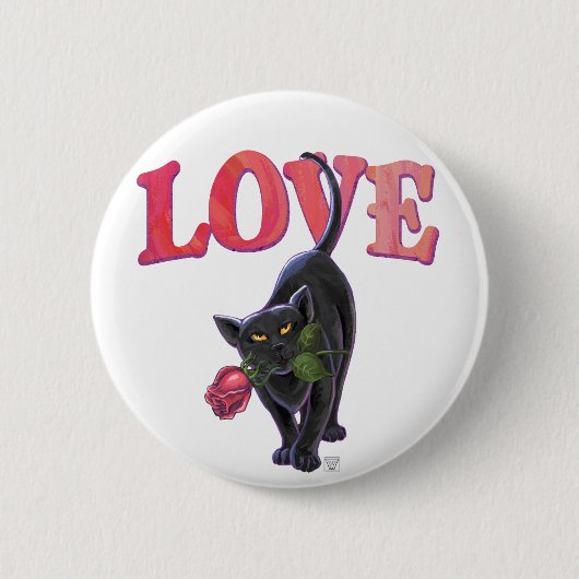 Black Cat Valentijnsdag Ronde Button 5,7 Cm (Voorkant)