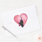 Black Cat Valentijnsdag Ronde Sticker (Envelop)