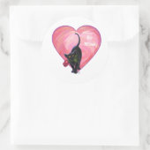 Black Cat Valentijnsdag Ronde Sticker (Tas)