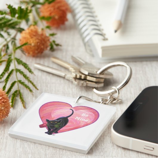 Black Cat Valentijnsdag Sleutelhanger (Voorkant Rechts)