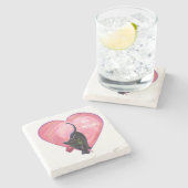 Black Cat Valentijnsdag Stenen Onderzetter (Zijkant)