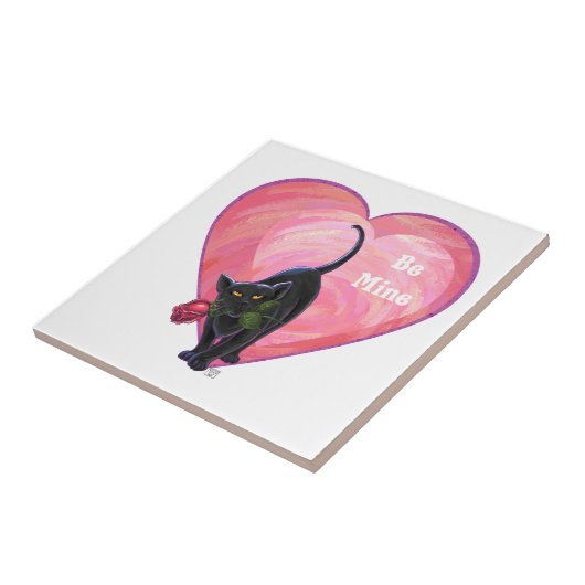 Black Cat Valentijnsdag Tegeltje (Zijkant)