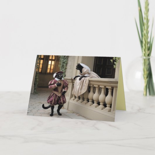 Black Cat Valentine Card Feestdagen Kaart (Voorkant)