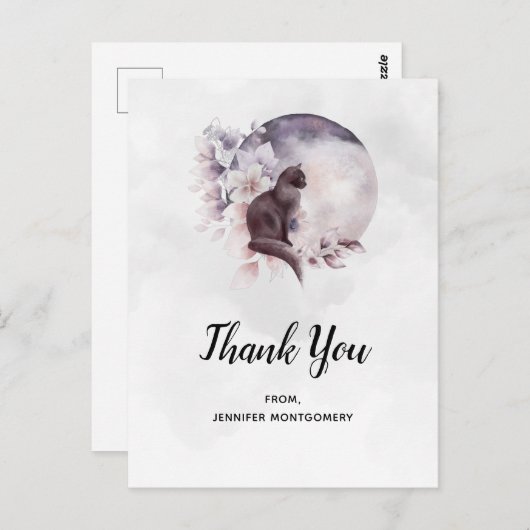 Black Cat van een Magical Full Moon Dank u Briefkaart (Voorkant / Achterkant)