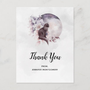 Black Cat van een Magical Full Moon Dank u Briefkaart