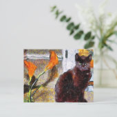 Black Cat Van Gogh Briefkaart (Staand voorkant)